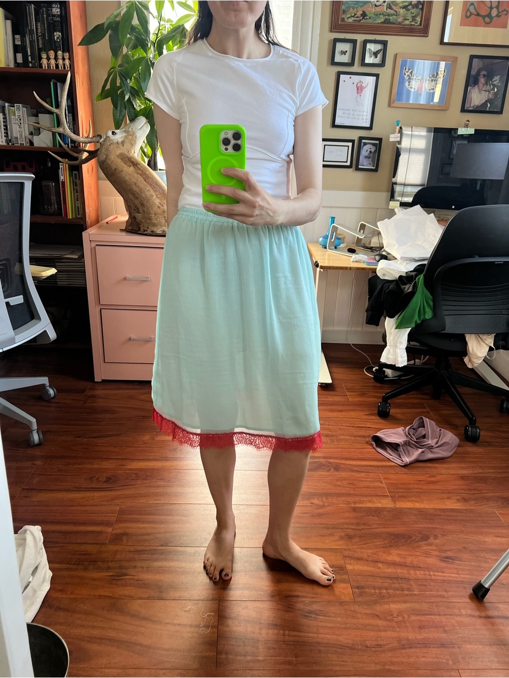 VRG GRL Carmen Midi Slip Skirt Sky